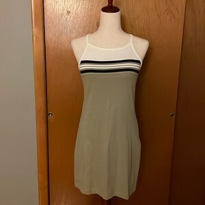 Express Bleus tank dress, size S. Green with stripes. Stretchy and bodycon